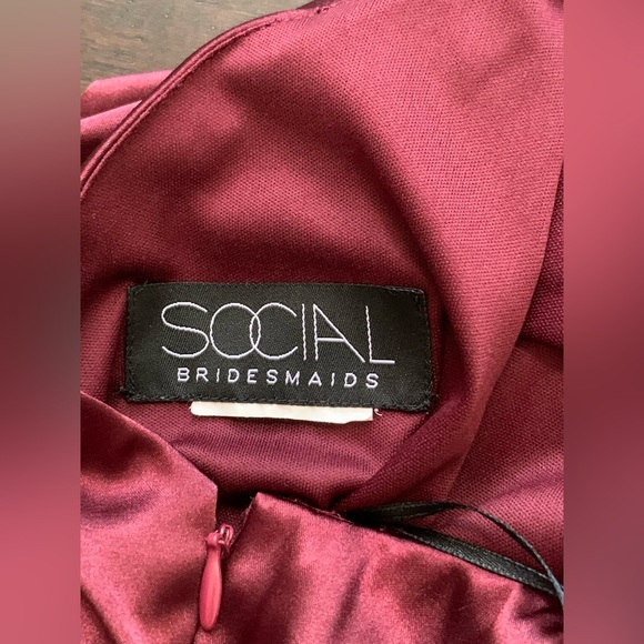Social Bridesmaids Burgundy One-Shoulder Dress - Size 4 - Picture 7 of 8